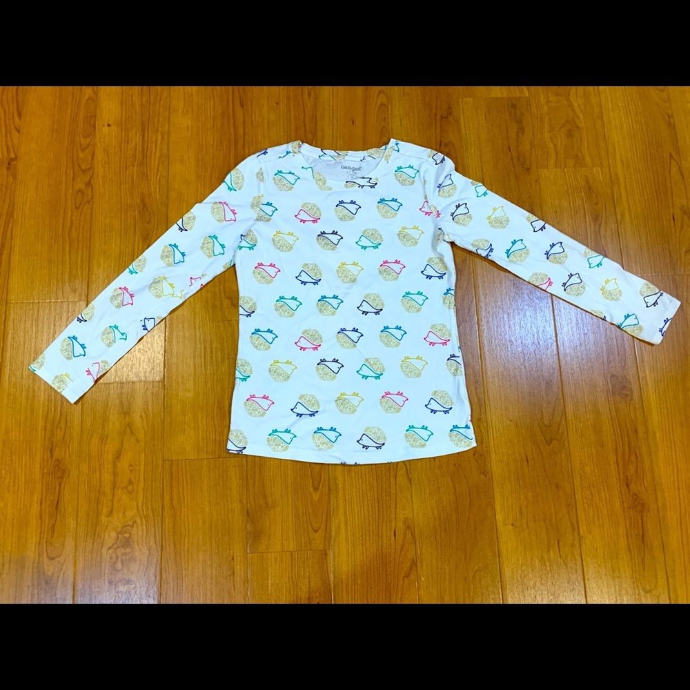 Cat & Jack Porcupine Print Long Sleeve Tee Girls L (10/12)